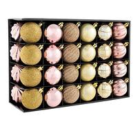 WeRChristmas Shatterproof Luxury Christmas Tree Baubles - 48-Piece, Champagne/Mauve