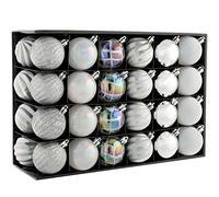 WeRChristmas Shatterproof Luxury Christmas Tree Baubles, 48-Piece - Silver/White/Pearl