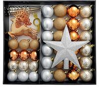 WeRChristmas Shatterproof Luxury Christmas Tree Baubles - 50-Piece, Bronze/Silver/Gold