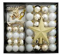 WeRChristmas Shatterproof Luxury Christmas Tree Baubles, 50-Piece - Gold/Silver/White