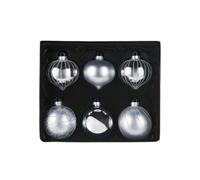 WeRChristmas Silver Glass Christmas Baubles, 6 Pack, 10 Cm