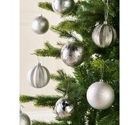WeRChristmas Silver Shatterproof Baubles, 16 Pack, 8 cm