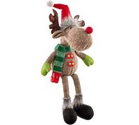 WeRChristmas Sitting Christmas Moose Figurine with Soft Legs, Multi-Colour, 52cm