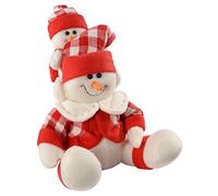 WeRChristmas Sitting Snowmen Christmas Table Decoration - 25 x 20 x 17 cm, Red/White Tartan