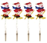 WeRChristmas Skating Snowman Garden Pathway Christmas Lights Illuminated with 40 LED Double Sided, Set of 4, White