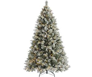 WeRChristmas Snow Flocked Mixed Pine Christmas Tree with 300 Chasing Warm LED Lights, Multi-Colour, 5 feet/1.5m