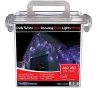 WeRChristmas Snowing Icicle Christmas Lights String with 360-LED Chasing/Static Settings and 19 m Cable - Pink