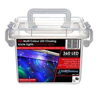 WeRChristmas Snowing Icicle Christmas Lights String with 360-LED Chasing/Static Settings with 19 m Cable - Multi-Colour