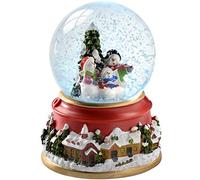 WeRChristmas Snowmen Colour Changing Snow Globe Christmas Decoration, 12.5 cm - Multi-Colour