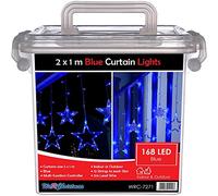 WeRChristmas Star Flashing Chasing Window Curtain Net Lights with 168 LED, 2 m - Blue/White