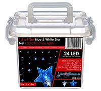 WeRChristmas Star Window Curtain Net Christmas Lights with 24-LEDs, 1.2 x 1.2 m - Blue/White