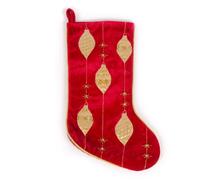 WeRChristmas Stocking with Embroidery Christmas Decoration, 47 cm - Red/Gold