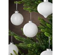 WeRChristmas White Glass Christmas Baubles, 6 Pack, 10 Cm