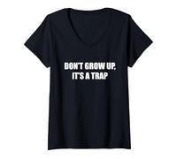 Werd Nicht Erwachsen, ES ist eine Trap V-Neck T-Shirt, Women, Black, S