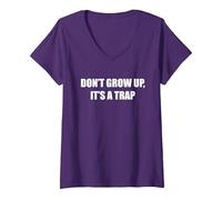Werd Nicht Erwachsen, ES ist eine Trap V-Neck T-Shirt, Women, Purple, L