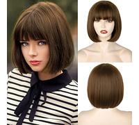 WERD Short Brown Bob Wig with Bangs for Women Velma Cosplay