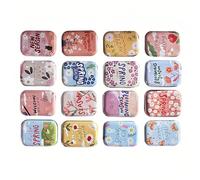 werdecade 8Pcs Mini Flower Tin Trinket Jewelry Organizer Storage Box Decorative Boxes Small Metal Tins with Hinged Lids Portable Box Containers Small Storage Kit (Pastel)