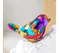 werdecade Crystal Bird Figurines Collectible Miniature Resin Glass Decorative Gravel Birds Art Crystal Animals Figurines for Office Desktop Home Decor Paperweight (Colorful)