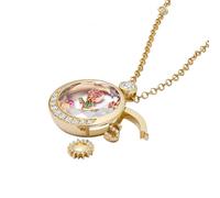 werdecade Glass Locket Necklace for Women 18K Round Gold DIY Floating Round Locket Pendant Photo Lockets Floating Memory Necklace, One Size, Metal, alloy