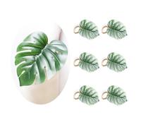 werdecade Tropical Monstera Napkin Rings Set of 6, Hand Woven Napkin Holder, Boho Palm Leaves Napkin Rings for Safari Jungle Hawaiian Luau Party, Wedding Table Decoration (Faux Eucalyptus-6pcs)