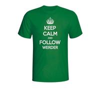 Werder Bremen Men's Keep Calm & Follow T-Shirt in Green | Size: Small Werder Bremen Green S