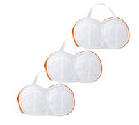 Werduoland 3Pcs Bra Washing Bags for Laundry Mesh Women Lingerie Underwear Brassiere Bags with Handle and Zipper Lingerie bra laundry Bag for Washing Machine Delicate (Orange, D to H cups)