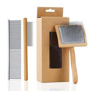 Werduoland Dog Slicker Brush for Long Haired Dogs Doodle Brush for Dogs Large Dog Slicker Brush for Goldendoodles with Ergonomic Solid Wooden Handle Long Pin Grooming Brush for Dogs, Wood