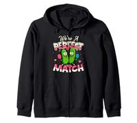 We're A Perfect Match Pickleball Valentine's Day Couples Fun Zip Hoodie