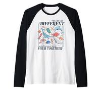 We're All Different Swim Together Teacher Back to School Raglan Baseball Tee