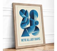 We're All Just Shapes Geometric Framed Wall Art Print A3 (42×29.7cm) Oak, Wall Decor for Living Room, Bedroom, Office & Home, Ready to Hang, Art Gift
