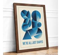We're All Just Shapes Geometric Framed Wall Art Print A4 (29.7×21cm) Walnut, Wall Decor for Living Room, Bedroom, Office & Home, Ready to Hang, Art Gift
