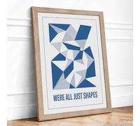 We're All Just Shapes Minimalist Framed Wall Art Print A4 (29.7×21cm) Oak, Wall Decor for Living Room, Bedroom, Office & Home, Ready to Hang, Art Gift