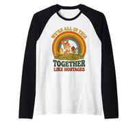 We're All This Together Like Hostages Bunny Birds Retro 1 Raglan Baseball Tee