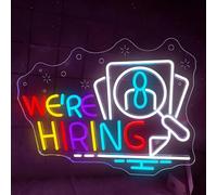 We're Hiring Neon Signs, LED Hire Neon Lights for Business, Dimmable Light Up Sign USB Powered for Shop Store Cafe Bar Company Hotel Wall Decor