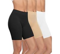 Werena Anti Chafing Shorts for Women Seamless Slip Shorts for Under Dresses Skirt Chub Rub Shorts Long Boxers Briefs Underwear (#2 Black+Beige+White,M)