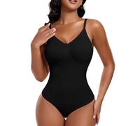 Werena Women's Shapewear Bodysuit Tummy Control Body Shaper Seamless Full Body Shapewear Vest Adjustable Scuplting Shaping Bodysuits (#B1 Thong - Black,XL)