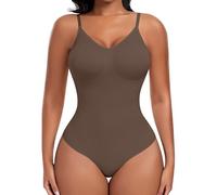 Werena Women's Shapewear Bodysuit Tummy Control Full Body Shaper Scuplting Shaping Thong Bodysuits Adjustable Seamless Shapewear Vest (Coffee,S)