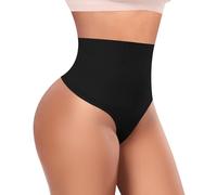 Werena Women's Thong Shapewear Tummy Control Knickers High Waisted Body Shaper Panties Seamless NO VPL Stomach Flattener Control Underwear Shaping Support Pants Girdle (Black,3XL)
