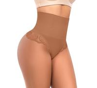Werena Womens Thong Shapewear Tummy Control Knickers (Lace,Latte,L)