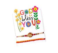 weRevel Blessings Rakhi Set of 2 - “God Bless You” Message Card with Tree of Life Rakhi & Beaded Lace Rakhi - Raksha Bandhan Set