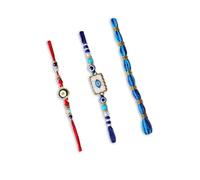 weRevel Evil Eye Rakhi Set of 3 for Brother - Nazar Suraksha Combo with Blue Beaded Thread Rakhi, Evil Eye Motif & Red Protection Thread - Raksha Bandhan Rakhies Pack