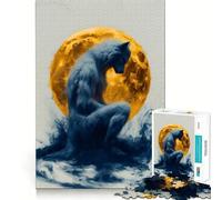 Werewolf And The Moon Jigsaw Puzzles 1000 Pieces Focus Boost Fun Laser Cut for Flawless Fit Bonding Activity for Loved Ones (38x52cm)