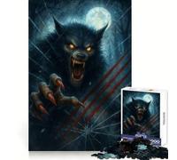 Werewolf Breaking Through Glass Under Full Moon 1000 Piece Jigsaw Puzzle for Teenagers Smart Training Cozy Pastime Flawless Cut Bday Surprise (38x26cm)