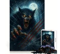 Werewolf Breaking Through Glass Under Full Moon 1000 Pieces Jigsaw Puzzles for Teenagers Think Training Mindful Escape Defined Edges Seasonal Gift (50x75cm)
