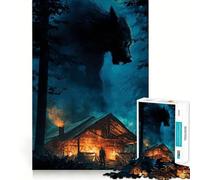 Werewolf Cabin in The Woods Adult Jigsaw Puzzles1000 Pieces Brain Game Gift High Precision Die Cut Relaxing Indoor Group Activity (38x26cm)