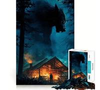 Werewolf Cabin in The Woods Jigsaw Puzzles 1000 Mental Focus Game Precision Cut Smooth Edges Meaningful Connection Building Game (50x75cm)