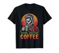 Werewolf Drinking Coffee with Sunset Scary Halloween T-Shirt