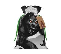 Werewolf Hd 03 Print Christmas Drawstring Holiday Candy Bag Xmas Sacks Reusable Wrapping Bags Party Favor