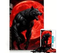 Werewolf Howling at The Blood Moon Jigsaw Puzzle1000 Pieces Mind Train Fun Clean Cut Sturdy Components Captivating Leisure for Cozy Indoors (50x75cm)