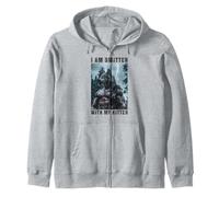 Werewolf Meme Smitten With My Kitten Cringy Alpha Wolf Zip Hoodie